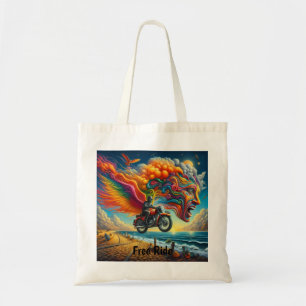 Psychedelic Motorcycle Dreamscape Tote Bag