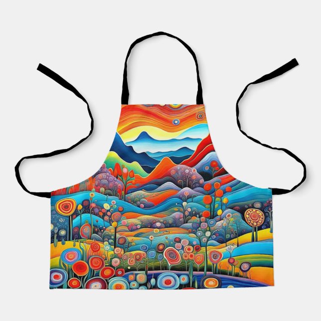 Psychedelic Mountain Landscape 1 Apron (Front)