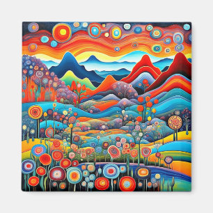Psychedelic Mountain Landscape 1 Magnet