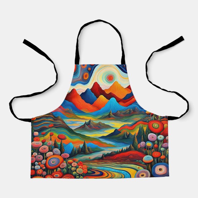 Psychedelic Mountain Landscape 5 Apron (Front)