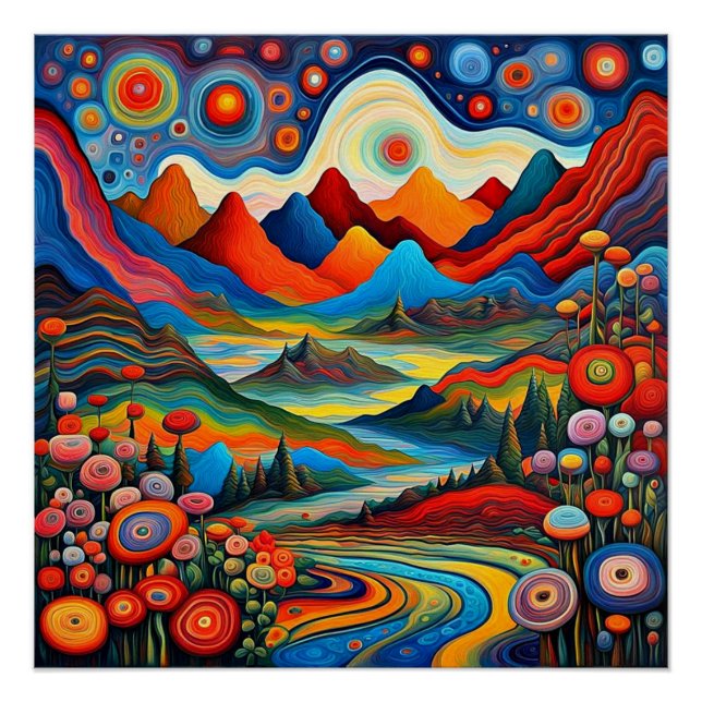 Psychedelic Mountain Landscape 5 Poster (Front)