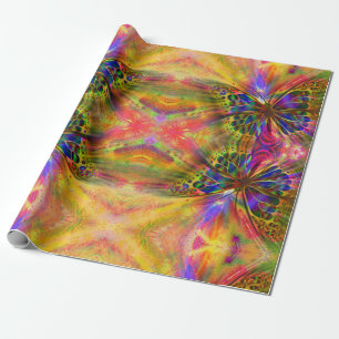 Psychedelic & Multi-Coloured Butterfly Wrapping Paper