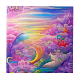 Psychedelic multilayered dream fantasy colourful ceramic tile