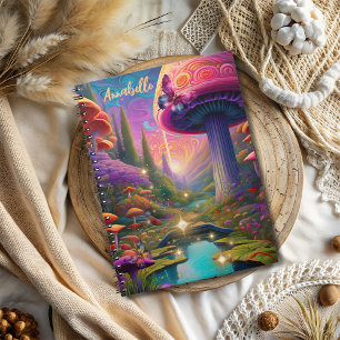 Psychedelic Mushroom Fantasy Spiral Photo Notebook