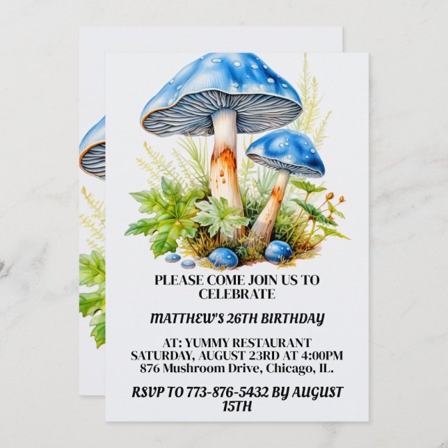 Psychedelic Mushroom Forest Print Birthday Party Invitation (Front/Back)