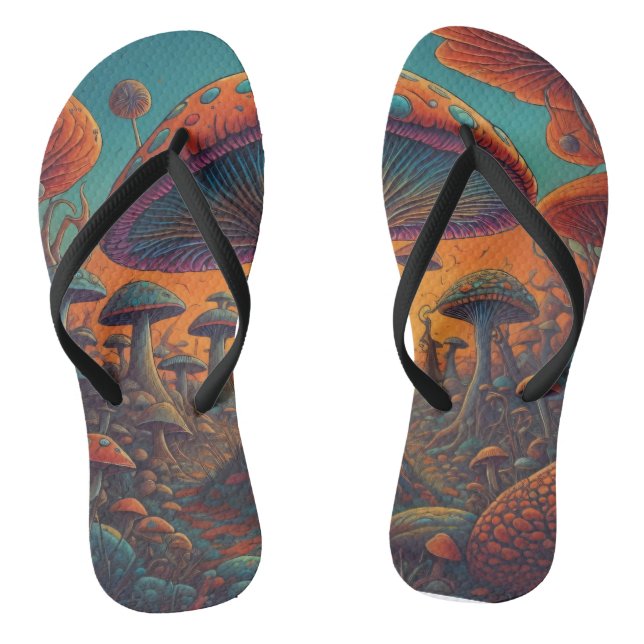 Psychedelic Mushroom Landscape  Thongs (Footbed)
