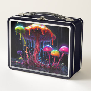 Psychedelic mushroom metal lunch box