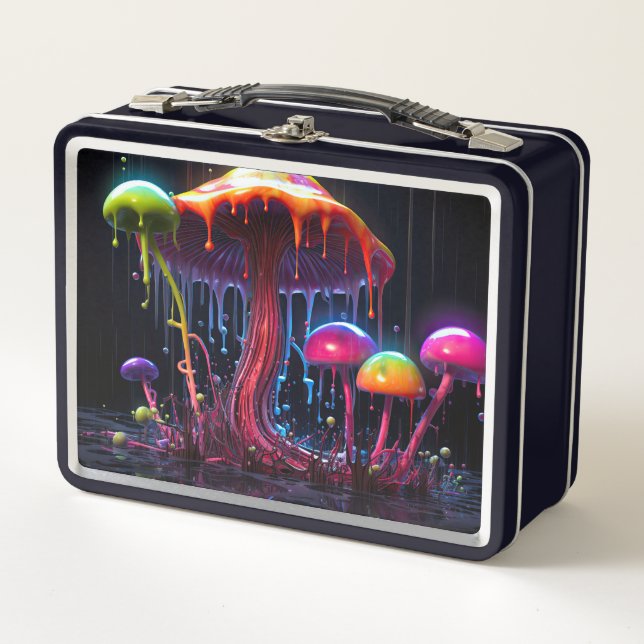 Psychedelic mushroom metal lunch box (Front)