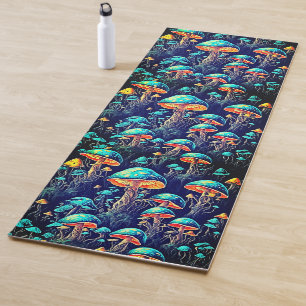 Psychedelic Mushroom Neon Pattern Yoga Mat