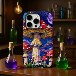  "Psychedelic Mushroom Night iPhone 16 Pro Case