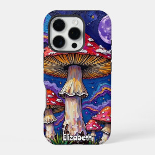 "Psychedelic Mushroom Night iPhone 16 Pro Case