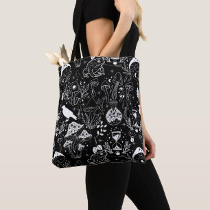 Psychedelic Mushroom Pattern 2D.BW.b Tote Bag