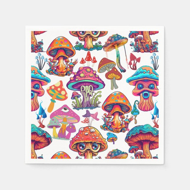 Psychedelic Mushroom Pattern 3D Napkin (Front)