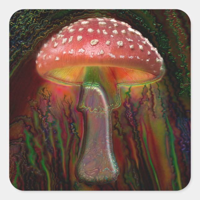 PSYCHEDELIC MUSHROOM SQUARE STICKER (Front)