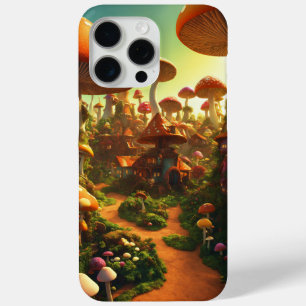 Psychedelic Mushroom Village – Intricate 3D Render iPhone 15 Pro Max Case