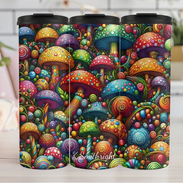 Psychedelic Mushroom Wonderland Pattern Thermal Tumbler (Creator Uploaded)
