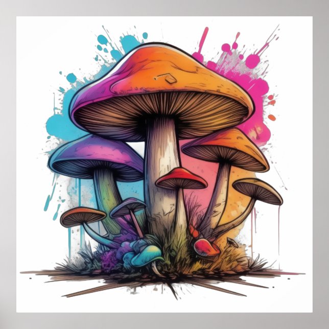 Psychedelic Mushroom Wonderland Poster (Front)