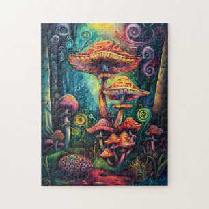 Psychedelic Mushrooms Funky Colourful Artwork Jigsaw Puzzle