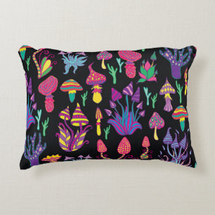 Psychedelic Mushrooms Rainbow Colours Pattern Decorative Cushion