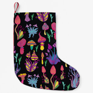 Psychedelic Mushrooms Rainbow Colours Pattern Small Christmas Stocking