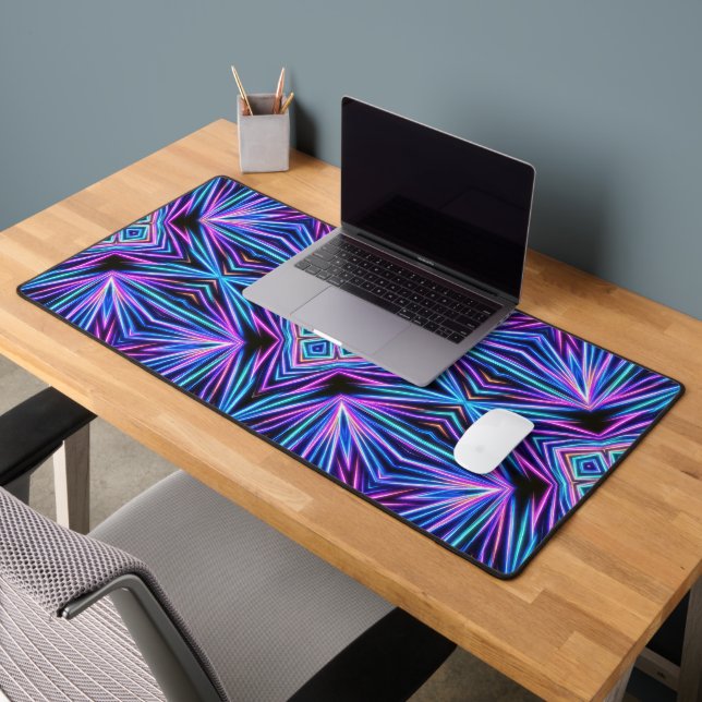 Psychedelic Neon Abstract Explosion Desk Mat (Office 2)