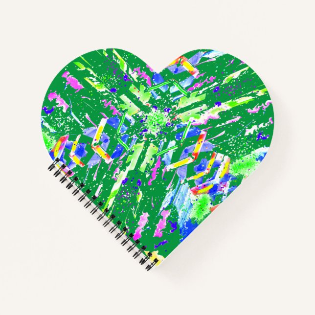 Psychedelic Neon Abstract Kaleidoscope Art  Notebook (Front)