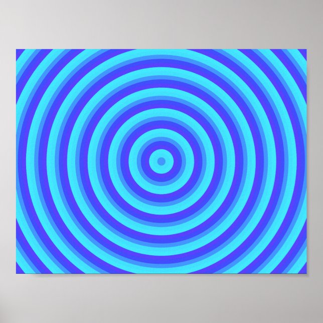 Psychedelic Neon Blue Circles Poster (Front)