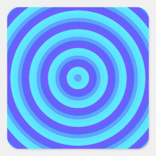Psychedelic Neon Blue Circles Square Sticker
