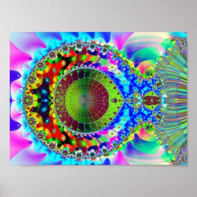 Psychedelic Neon Fractal Poster (Front)