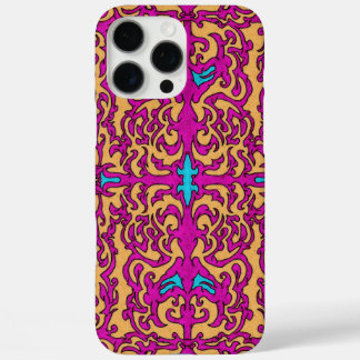 Psychedelic Neon Pink Baroque Flourish Pattern iPhone 16 Pro Max Case