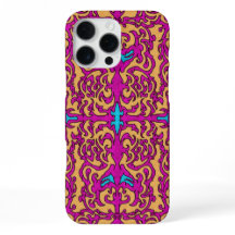 Psychedelic Neon Pink Baroque Flourish Pattern