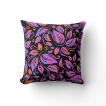 Psychedelic Neon Pink Purple Orange Print Black