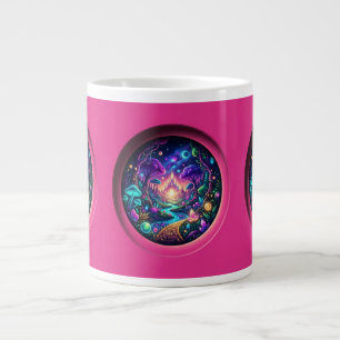 Psychedelic Neon Portal Fantasy Landscape Wrapped  Large Coffee Mug