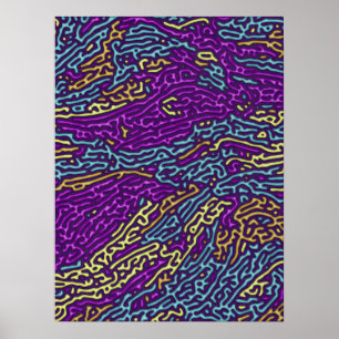 Psychedelic Neon Retro Pattern Design Poster