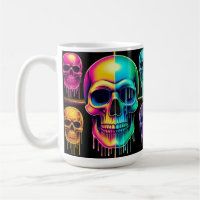 Psychedelic Neon Skulls: A Vibrant Digital Art 