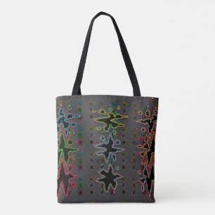 Psychedelic Neon Starburst Pattern Tote Bag