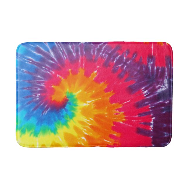 Psychedelic Neon Tie-Dye  Bath Mat (Front)