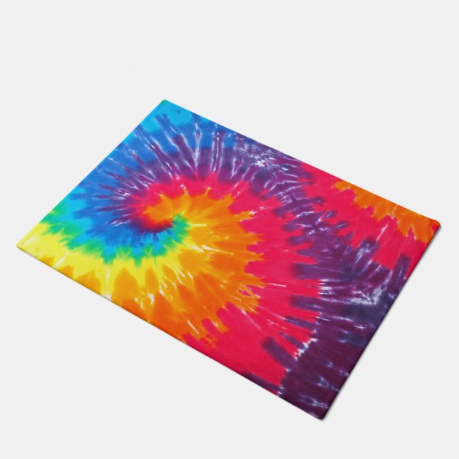 Psychedelic Neon Tie-Dye Doormat (Angled)