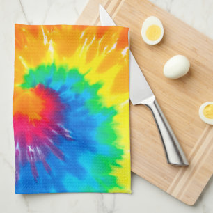Psychedelic Neon Tie-Dye  Tea Towel