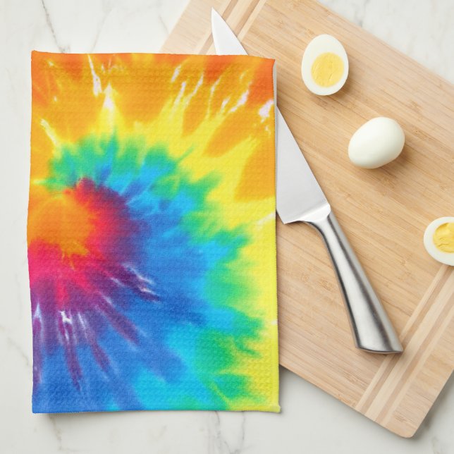 Psychedelic Neon Tie-Dye  Tea Towel (Quarter Fold)