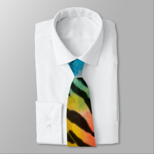 Psychedelic Night Tiger Skin Print Neck Tie