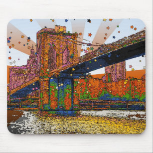 Psychedelic NYC: Brooklyn Bridge #1 Mouse Pad
