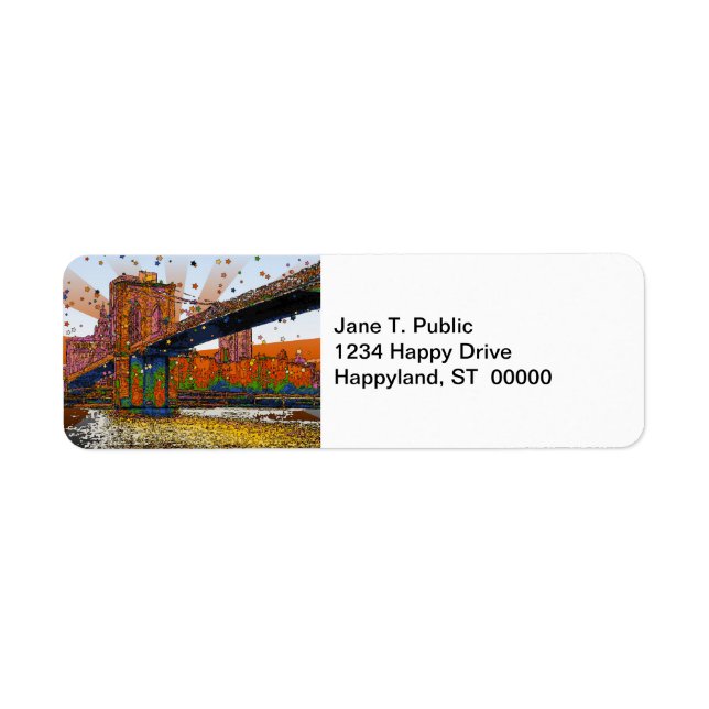 Psychedelic NYC: Brooklyn Bridge #1 Return Address Label (Front)
