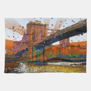 Psychedelic NYC: Brooklyn Bridge #1 Tea Towel