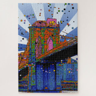 Psychedelic NYC: Brooklyn Bridge #2 Jigsaw Puzzle