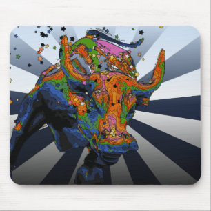 Psychedelic NYC: Charging Bull of Wall Street Mouse Pad