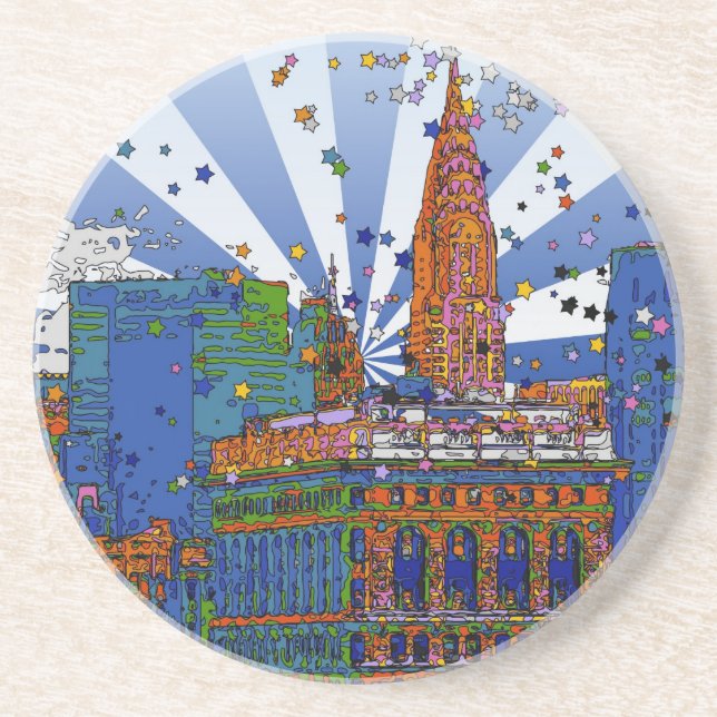 Psychedelic NYC: Chrysler, Flatiron #1 Coaster (Front)