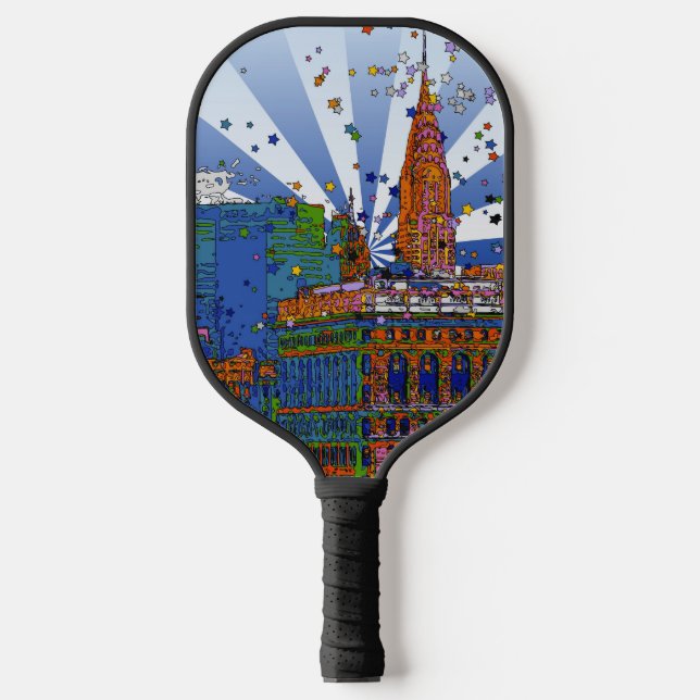 Psychedelic NYC: Chrysler, Flatiron #1  Pickleball Paddle (Front)