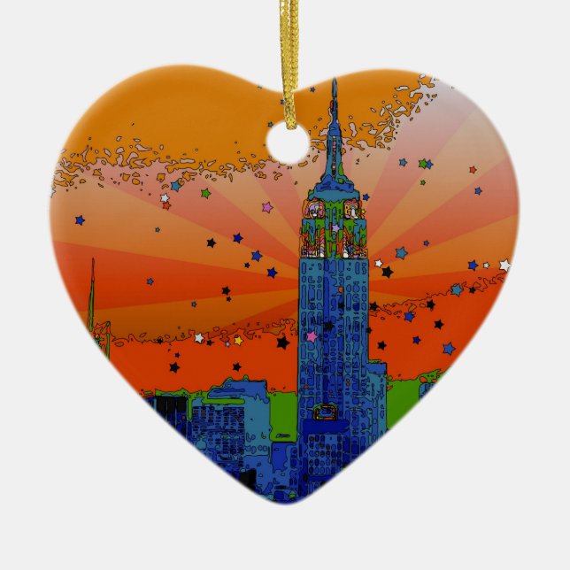 Psychedelic NYC: Emp St Bldg #3 Ceramic Tree Decoration (Front)