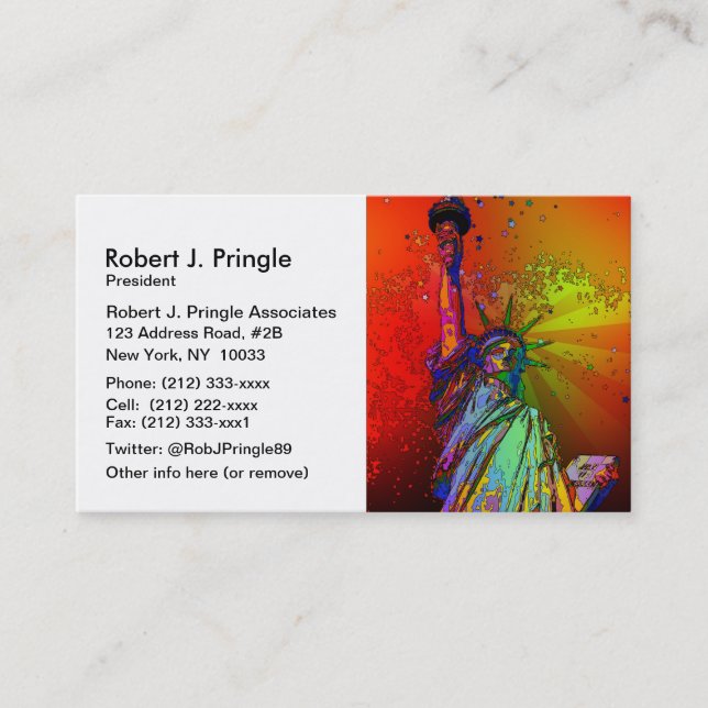 Psychedelic NYC Rainbow Colour Statue of Liberty 1 Business Card (Front)